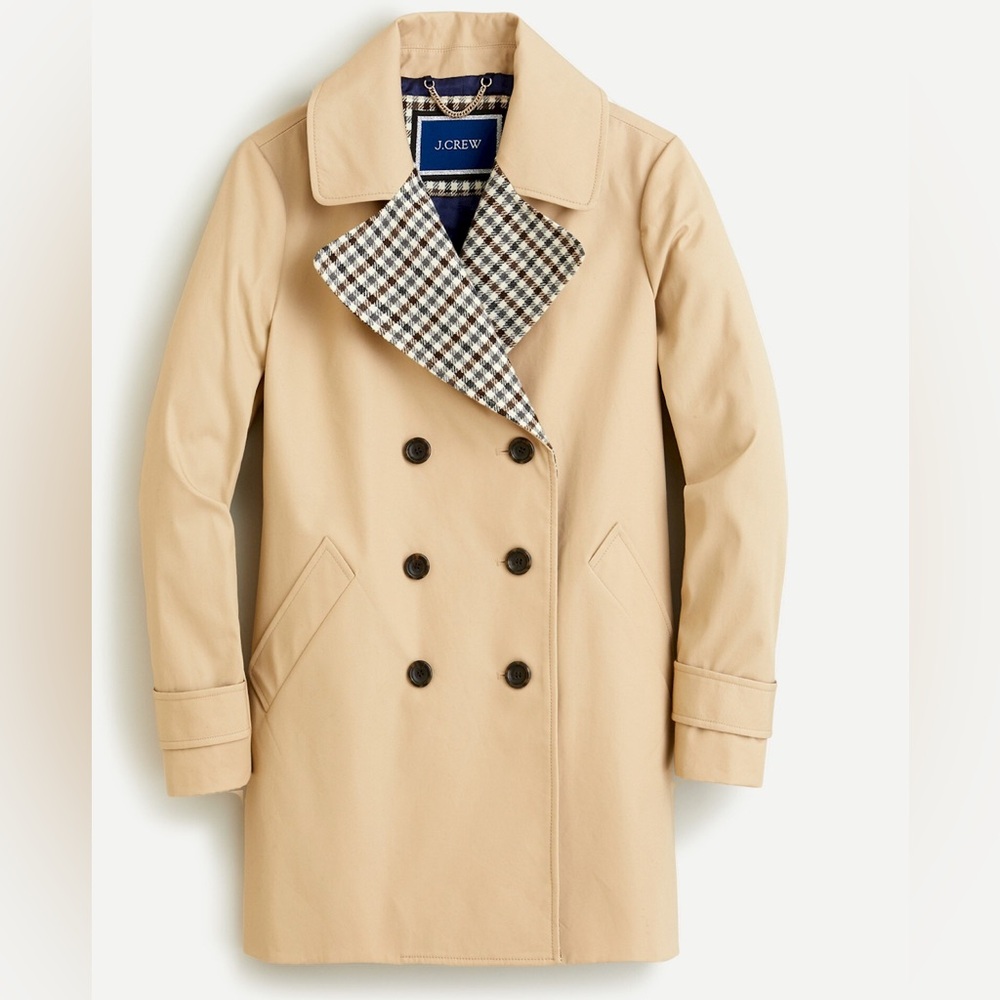 J. Crew Tan Double-Breasted Trench Coat with Plaid Lining
Reposted from